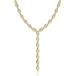 14 Karat Yellow Gold Diamond Lariat Necklace