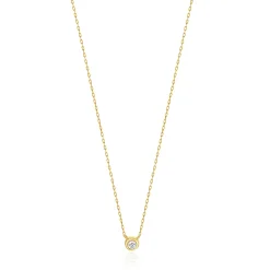 14 Karat Yellow Gold Diamond Solitaire Necklace