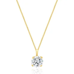 14 Karat Yellow Gold Diamond Solitaire Necklace