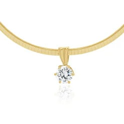 14 Karat Yellow Gold Diamond Solitaire Slide Necklace