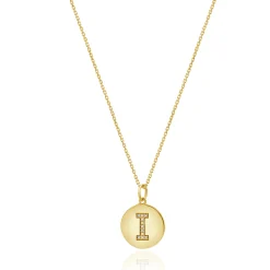 14 Karat Yellow Gold Diamond Initial I Necklace