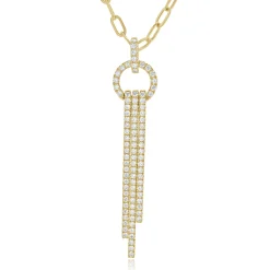 14 Karat Yellow Gold Diamond Three Row Lariat Necklace