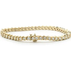 14 Karat Yellow Gold Diamond S Link Tennis Bracelet