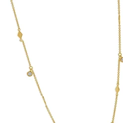 14 Karat Yellow Gold Diamond By The Yard Station Necklace
