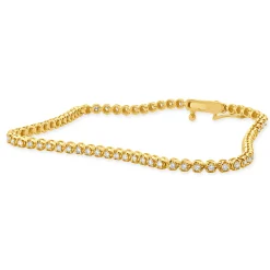 14 Karat Yellow Gold Diamond Tennis Bracelet