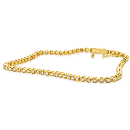 14 Karat Yellow Gold Diamond Tennis Bracelet