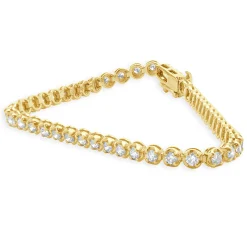 14 Karat Yellow Gold Diamond Tennis Bracelet