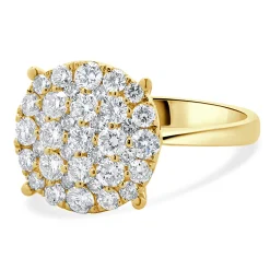 14 Karat Yellow Gold Diamond Cluster Engagement Ring