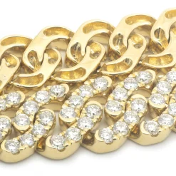18 Karat Yellow Gold Diamond Cuban Link Bracelet