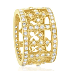 18 Karat Yellow Gold Diamond Cross Ring