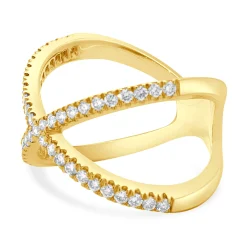 14 Karat Yellow Gold Diamond X Band