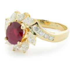 18 Karat Yellow Gold Diamond and Ruby Cocktail Ring