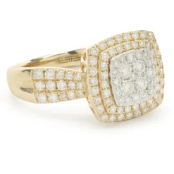 14 Karat Yellow Gold Diamond Cluster Ring