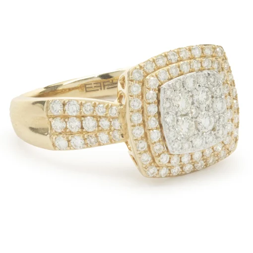 14 Karat Yellow Gold Diamond Cluster Ring