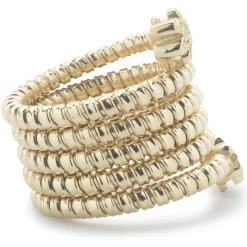 14 Karat Yellow Gold Diamond Flower Bead Stretch Ring
