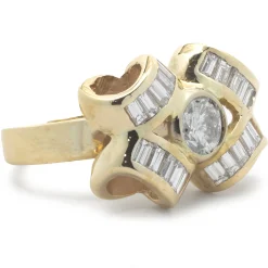 18 Karat Yellow Gold Diamond Bow Ring