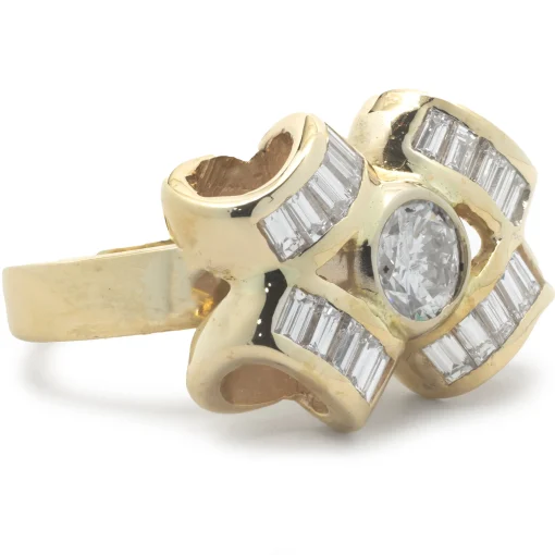 18 Karat Yellow Gold Diamond Bow Ring