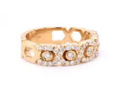 14 Karat Yellow Gold Diamond Weave Band