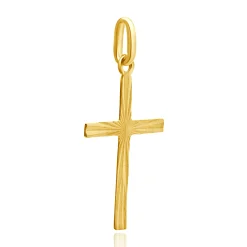 18 Karat Yellow Gold Diamond Cut Cross Pendant