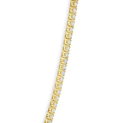 14 Karat Yellow Gold Diamond Inline Tennis Necklace