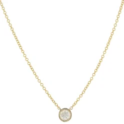 14 Karat Yellow Gold Diamond Solitaire Necklace