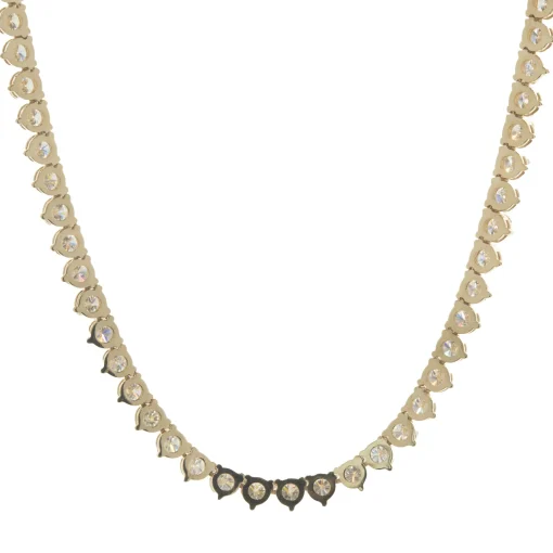 18 Karat Yellow Gold Diamond Tennis Necklace