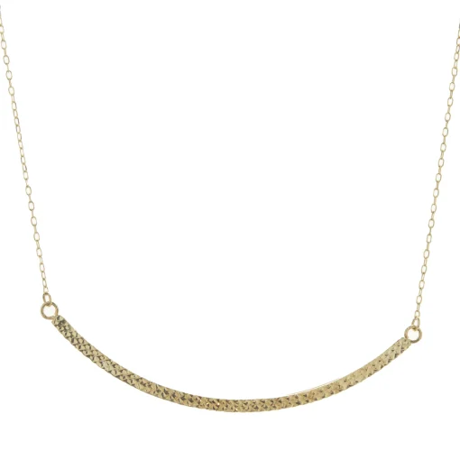 14 Karat Yellow Gold Diamond Cut Smile Necklace