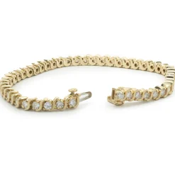 14 Karat Yellow Gold Diamond S Link Tennis Bracelet