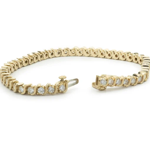 14 Karat Yellow Gold Diamond S Link Tennis Bracelet