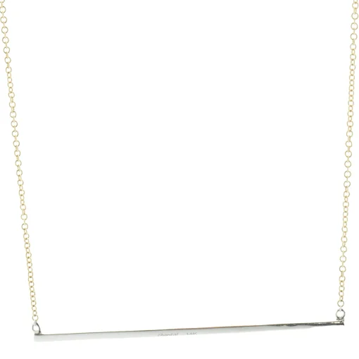 14 Karat Yellow Gold Diamond Bar Necklace