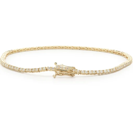 14 Karat Yellow Gold Diamond Tennis Bracelet