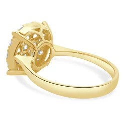 14 Karat Yellow Gold Diamond Cluster Engagement Ring