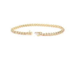 14 Karat Yellow Gold Diamond S Link Tennis Bracelet