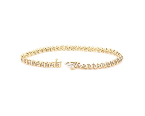 14 Karat Yellow Gold Diamond S Link Tennis Bracelet