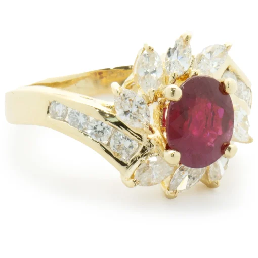 18 Karat Yellow Gold Diamond and Ruby Cocktail Ring