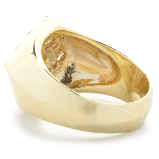 14 Karat Yellow Gold Diamond Signet Style Ring