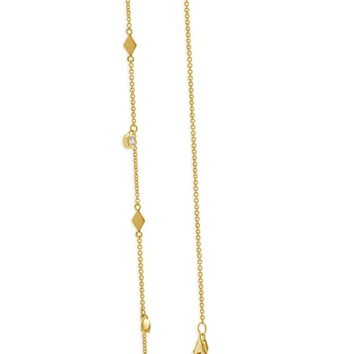 14 Karat Yellow Gold Diamond By The Yard Station Necklace