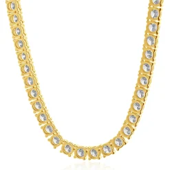 14 Karat Yellow Gold Diamond Inline Tennis Necklace