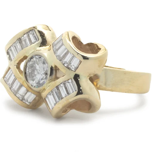 18 Karat Yellow Gold Diamond Bow Ring