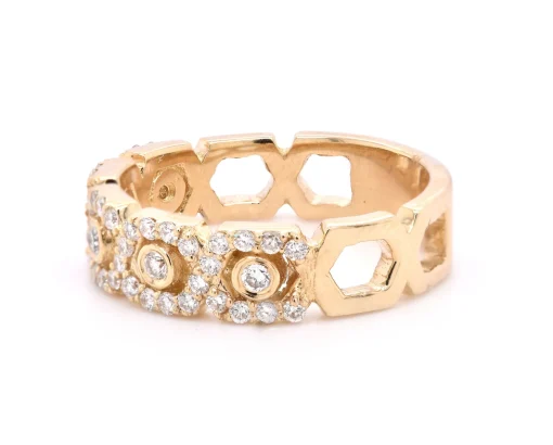 14 Karat Yellow Gold Diamond Weave Band