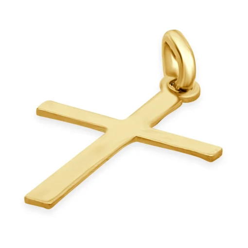 18 Karat Yellow Gold Diamond Cut Cross Pendant