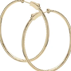 18 Karat Yellow Gold Diamond Inside Outside Hoop Earrings