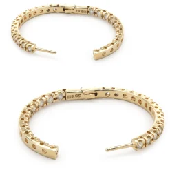 14 Karat Yellow Gold Diamond Inside Outside Hoop Earrings