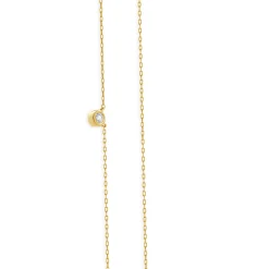 14 Karat Yellow Gold Diamond Solitaire Necklace