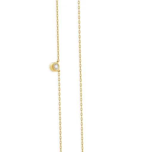 14 Karat Yellow Gold Diamond Solitaire Necklace