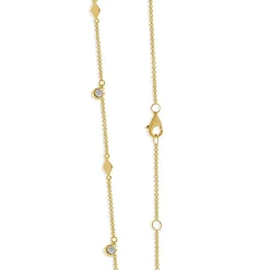 14 Karat Yellow Gold Diamond By The Yard Station Necklace
