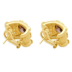 18 Karat Yellow Gold Diamond and Tourmaline Earrings