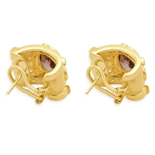 18 Karat Yellow Gold Diamond and Tourmaline Earrings