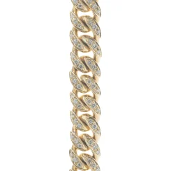 14 Karat Yellow Gold Diamond Cuban Link Bracelet