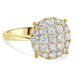 14 Karat Yellow Gold Diamond Cluster Engagement Ring